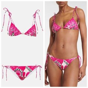 Valentino Garavani V Logo Archive Manifesto Logo Bikini Set Size Small